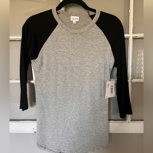 Lularoe randy raglan shirt - black and gray - XXS BNWT
